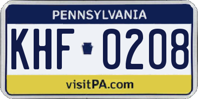 PA license plate KHF0208