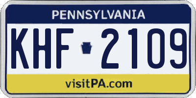 PA license plate KHF2109