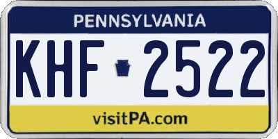 PA license plate KHF2522