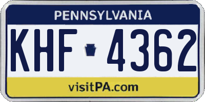 PA license plate KHF4362