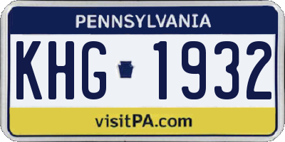 PA license plate KHG1932