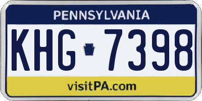 PA license plate KHG7398