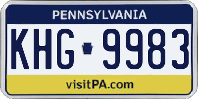 PA license plate KHG9983