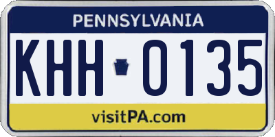 PA license plate KHH0135