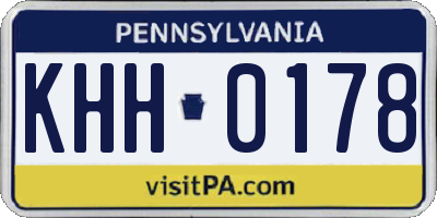 PA license plate KHH0178