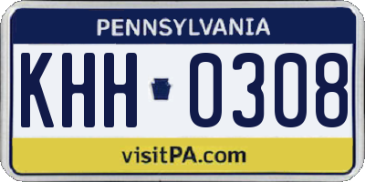 PA license plate KHH0308