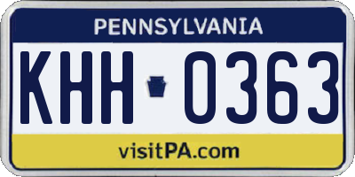 PA license plate KHH0363