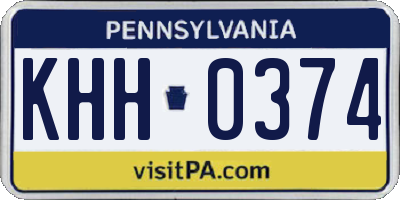PA license plate KHH0374