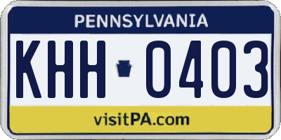PA license plate KHH0403