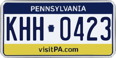 PA license plate KHH0423