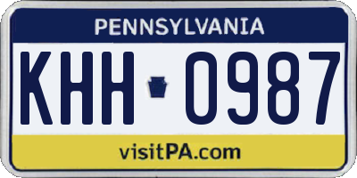 PA license plate KHH0987