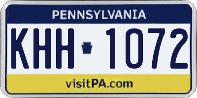 PA license plate KHH1072