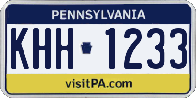 PA license plate KHH1233