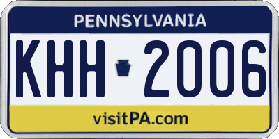 PA license plate KHH2006