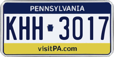 PA license plate KHH3017