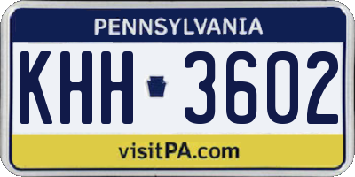 PA license plate KHH3602
