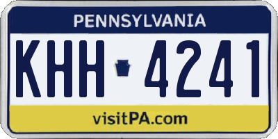 PA license plate KHH4241