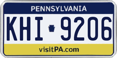 PA license plate KHI9206
