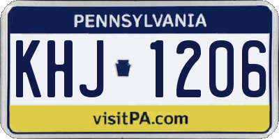 PA license plate KHJ1206