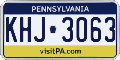 PA license plate KHJ3063