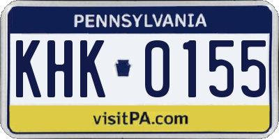 PA license plate KHK0155