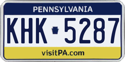 PA license plate KHK5287