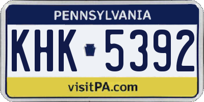 PA license plate KHK5392