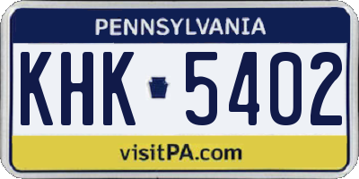 PA license plate KHK5402