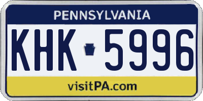 PA license plate KHK5996