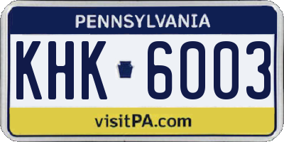 PA license plate KHK6003