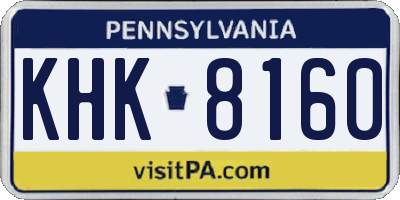 PA license plate KHK8160