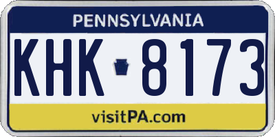 PA license plate KHK8173