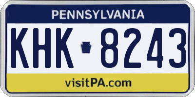 PA license plate KHK8243