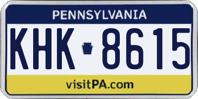 PA license plate KHK8615