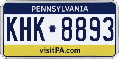 PA license plate KHK8893