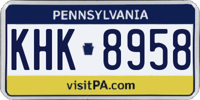 PA license plate KHK8958