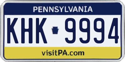 PA license plate KHK9994