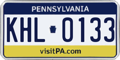 PA license plate KHL0133