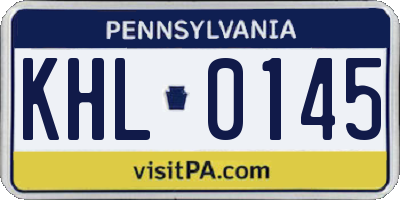 PA license plate KHL0145
