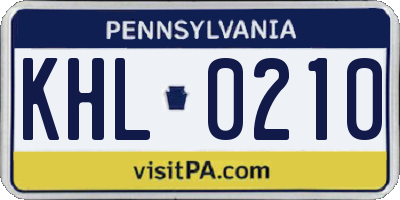 PA license plate KHL0210
