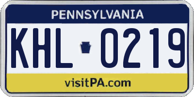 PA license plate KHL0219