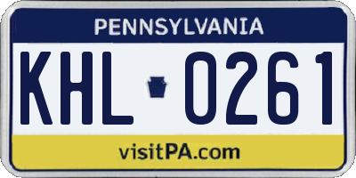 PA license plate KHL0261