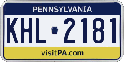 PA license plate KHL2181