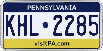 PA license plate KHL2285