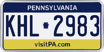 PA license plate KHL2983