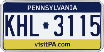 PA license plate KHL3115