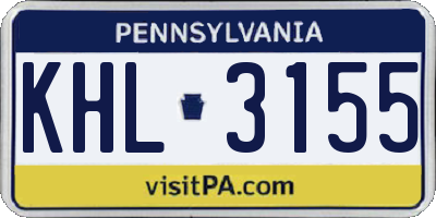 PA license plate KHL3155