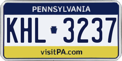 PA license plate KHL3237