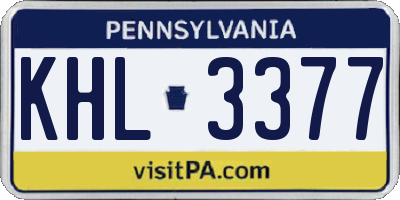 PA license plate KHL3377