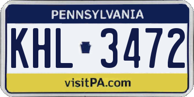 PA license plate KHL3472